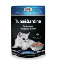 Gina консервы для кошек филе тунца и сардины в желе пауч 85 гр.
